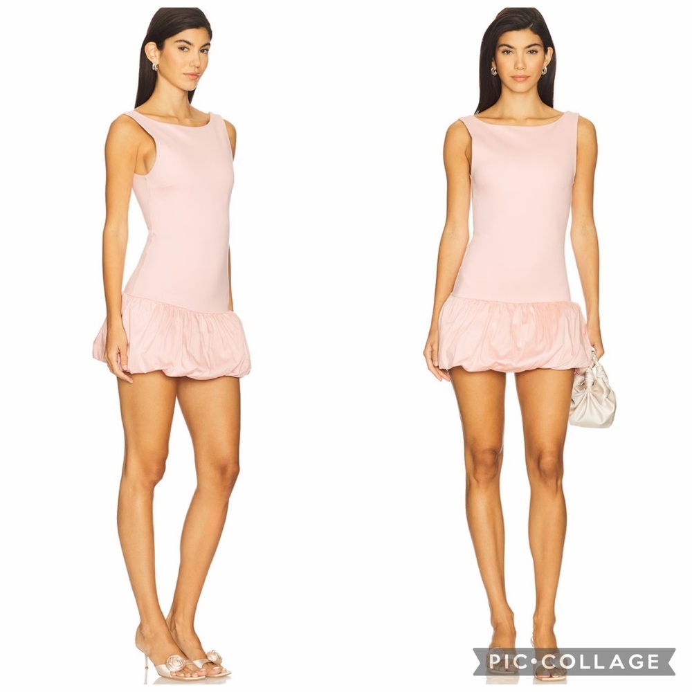NWT Miaou Pamela Ballerina Drop Waist Dress Bubble Hem 90's Glam Pink Size Large